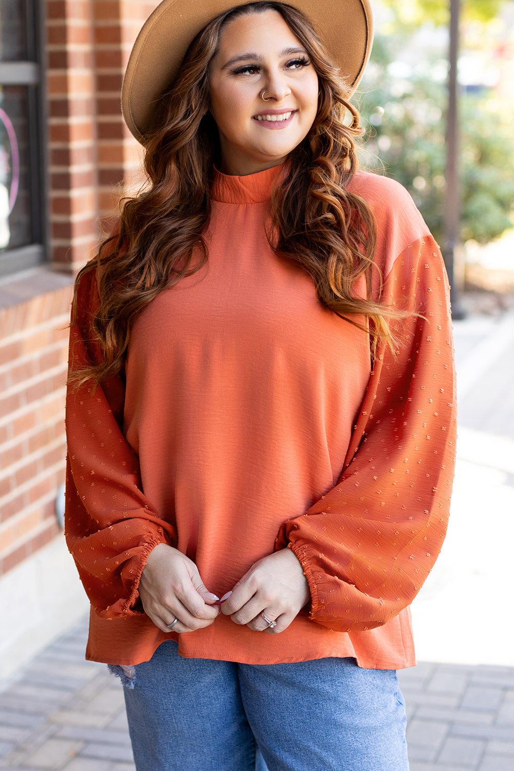 June Swiss Dot Balloon Sleeve Loose Blouse-2