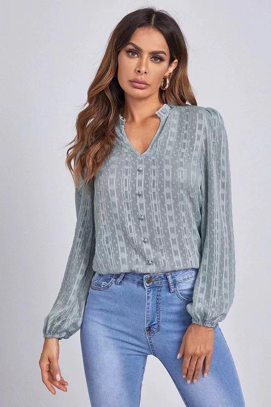 Long sleeve sheer blouse-0